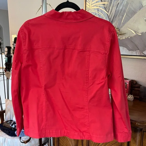 Bamboo Traders Women's Vibrant Red Jean Jacket - Picture 2 of 2